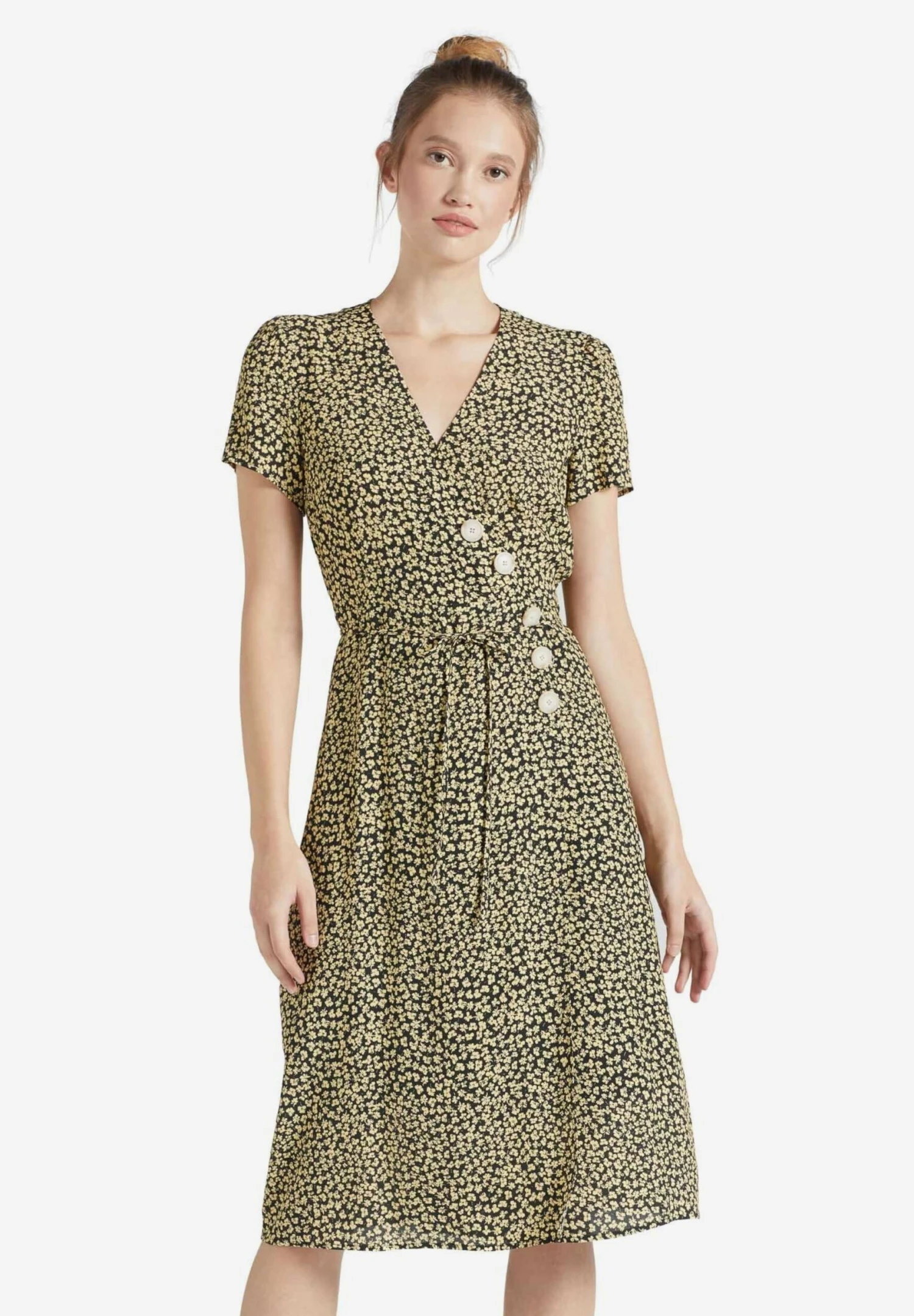 Khujo Blousejurken Blousejurk Porgy Dames Pasteelgeel / Zwart 2 Khujo Blousejurken Blousejurk Porgy Dames Pasteelgeel / Zwart - Afbeelding 2