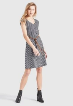 Khujo Leifa - Jurk - Dunkelblau-Weiß Gestreift -Khujo Winkel 8d57322fc91245dca265a36fc523bc65