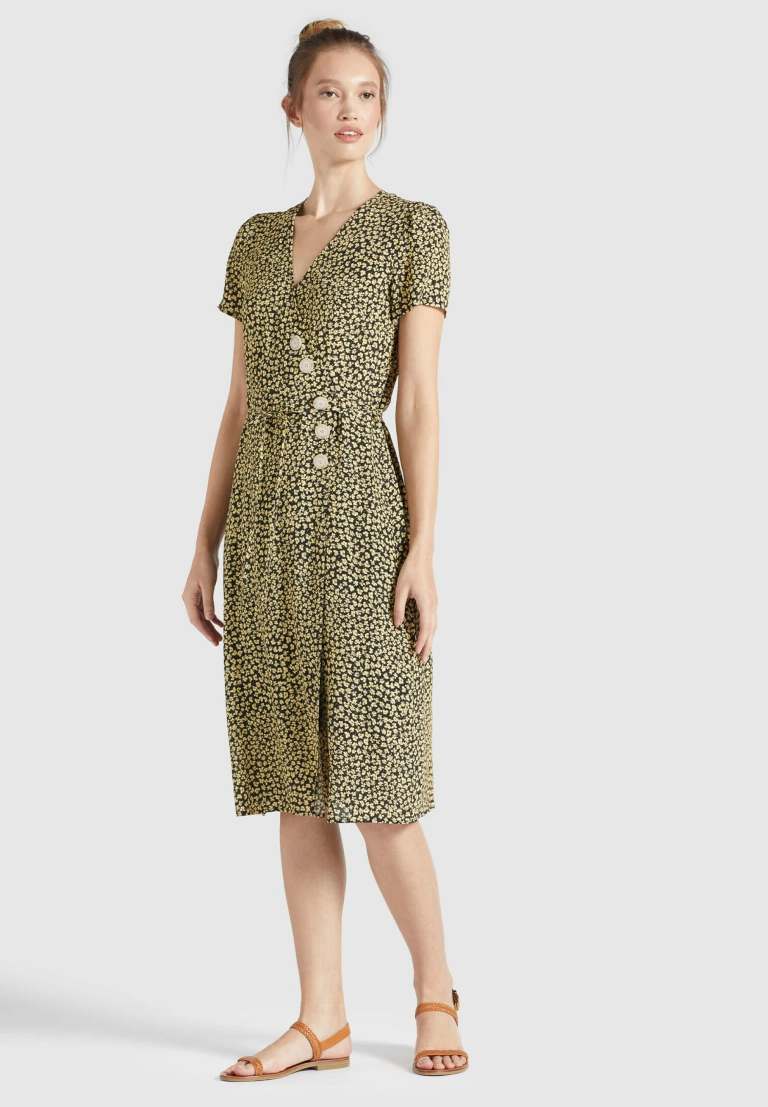 Khujo Blousejurken Blousejurk Porgy Dames Pasteelgeel / Zwart 3 Khujo Blousejurken Blousejurk Porgy Dames Pasteelgeel / Zwart - Afbeelding 3