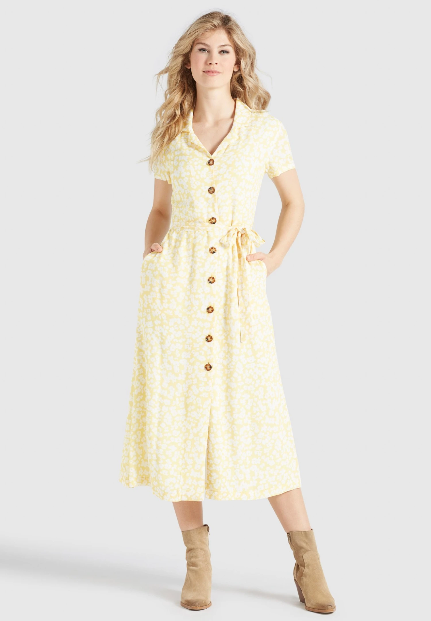 Khujo Goya - Blousejurk - Gelb-Weiß Geblümt 2 Khujo Goya - Blousejurk - Gelb-Weiß Geblümt - Afbeelding 2