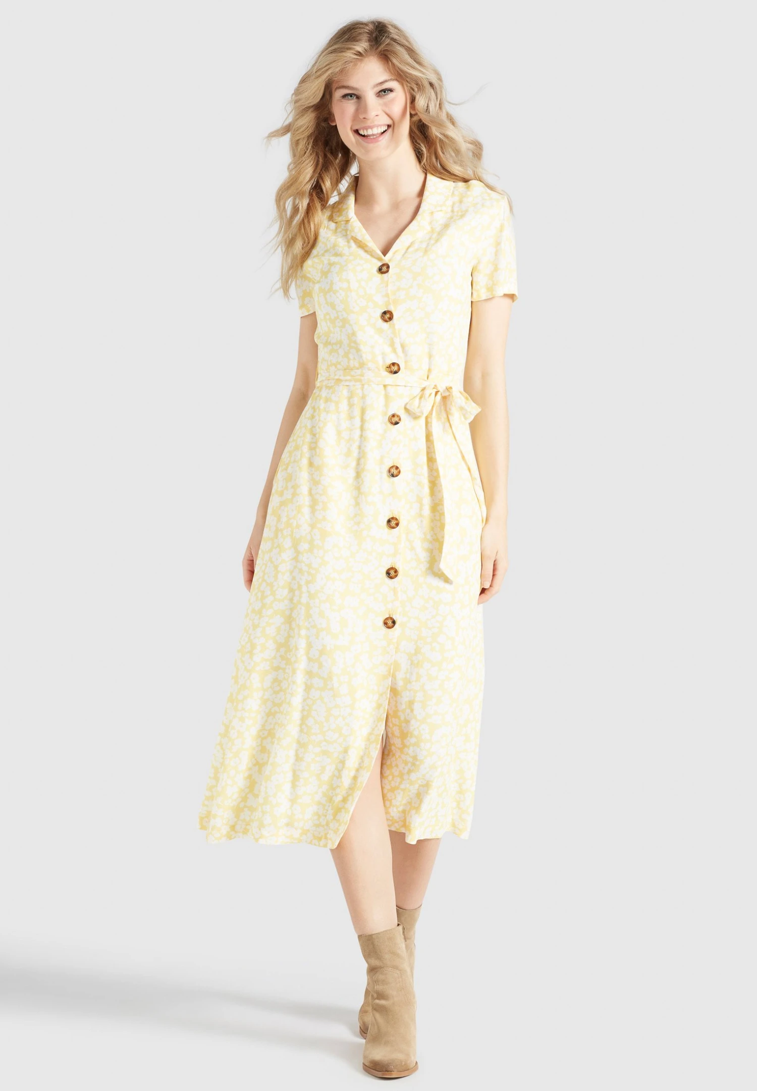 Khujo Goya - Blousejurk - Gelb-Weiß Geblümt 1 Khujo Goya - Blousejurk - Gelb-Weiß Geblümt