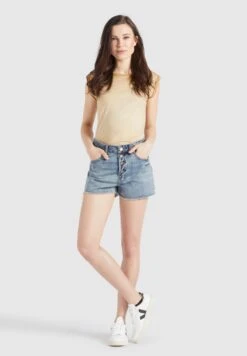 Khujo Denim Shorts Loosefit Jeans Anouk Dames Blauw -Khujo Winkel ebca8455a52b035969df915cde0c1da0