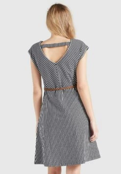 Khujo Leifa - Jurk - Dunkelblau-Weiß Gestreift -Khujo Winkel ee6166a468f24730a625576628f60b13